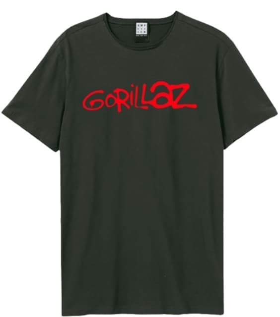 Gorillaz: Logo Amplified Medium Vintage Charcoal T Shirt