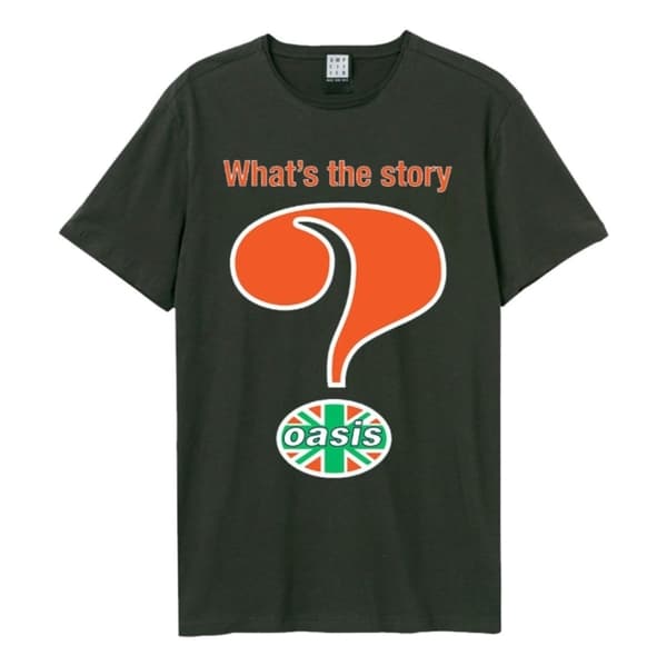 Oasis - Union Jack Question Mark Amplified Large Vintage Charcoal T Shirt