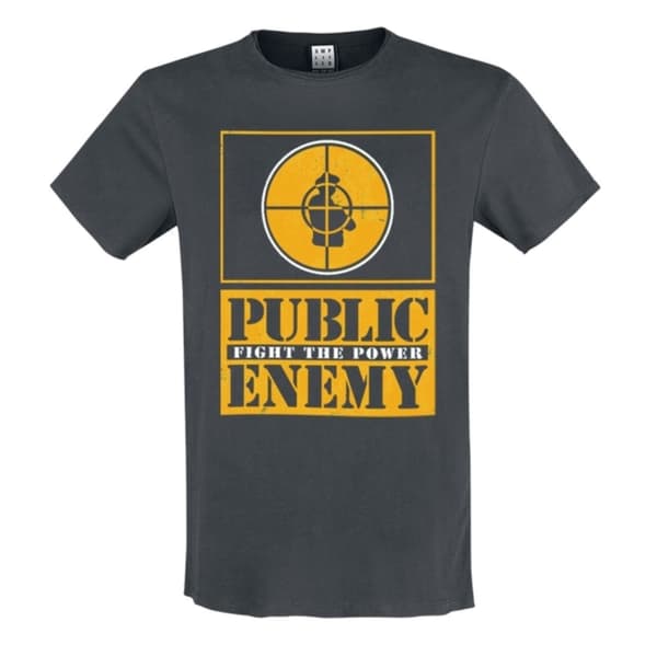 Public Enemy: Yellow Fight The Power Amplified Medium Vintage Charcoal T Shirt
