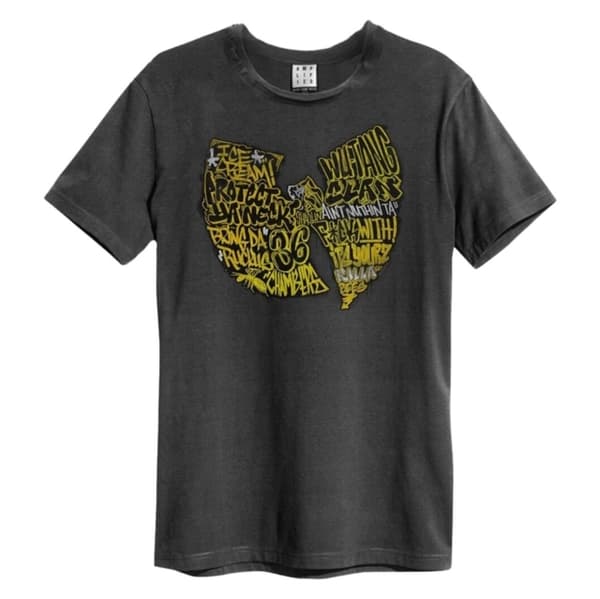 Wu Tang Clan: Graffiti Logo Amplified Small Vintage Charcoal T Shirt