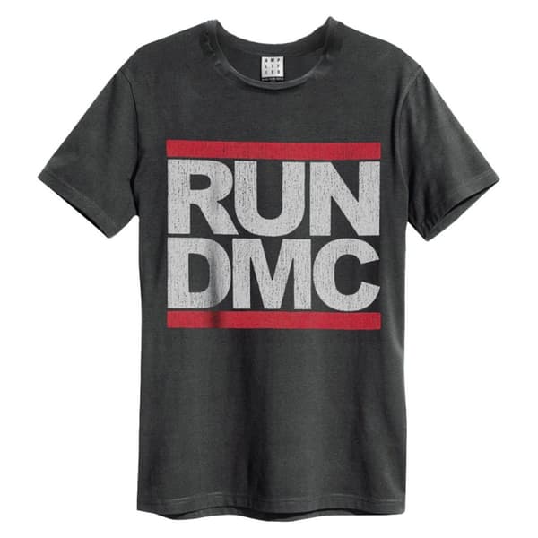 RUN DMC: Logo Amplified XX Large Vintage Charcoal T Shirt