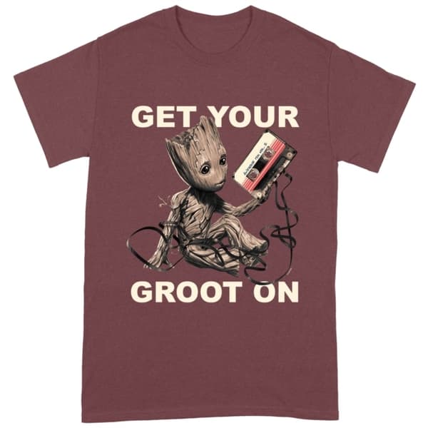 Guardians Of the Galaxy Vol.2: Get Your Groot On Large Maroon T-Shirt