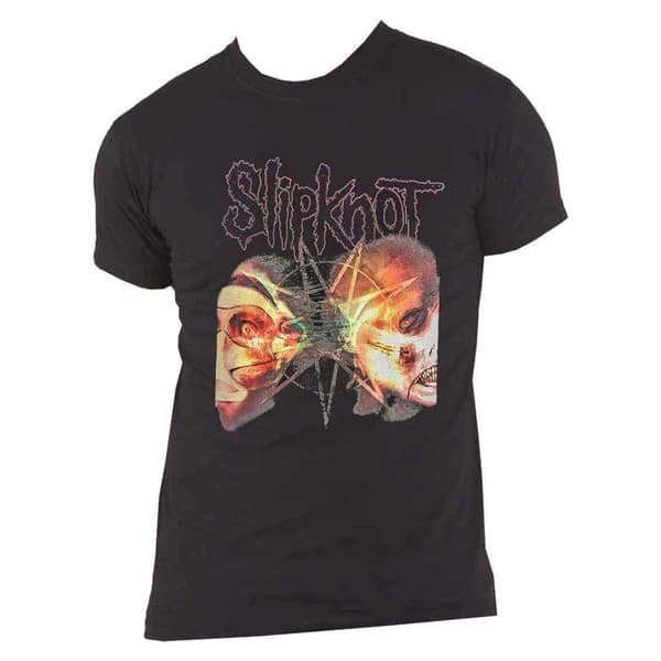 Slipknot T Shirt 2 Faces Band Logo Official Unisex Black