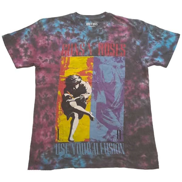 Guns N' Roses Kids T Shirt Use Your Illusion Band Logo Official Blue Dye Wash Blue Large (9/10 Yrs)