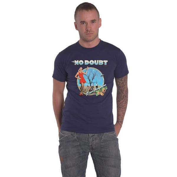 No Doubt T Shirt Tragic Kingdom Band Logo Official Unisex Denim Blue