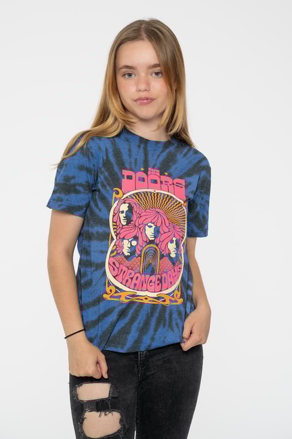 The Doors Kids T Shirt Strange Days Band Logo Official Blue Dye Wash