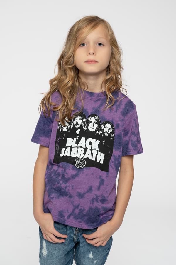 Black Sabbath Kids T Shirt Band Logo Official Purple Dye Wash