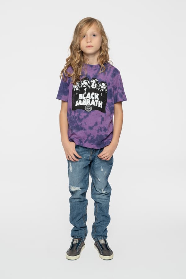 Black Sabbath Kids T Shirt Band Logo Official Purple Dye Wash