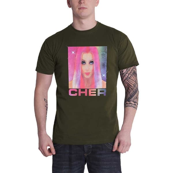 Cher T Shirt Pink Hair Official Unisex Green