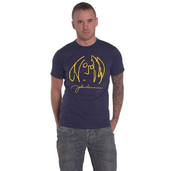 John Lennon T Shirt Self Portrait Official Unisex Navy Blue
