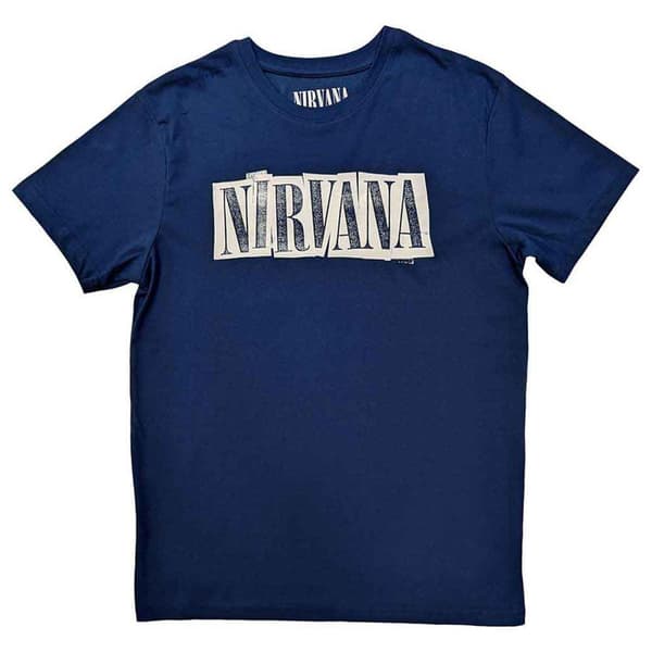 Nirvana T Shirt Box Band Logo Official Unisex Denim Blue