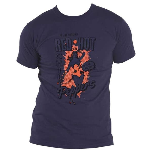 Red Hot Chili Peppers T Shirt In The Flesh Band Logo Official Unisex Navy Blue