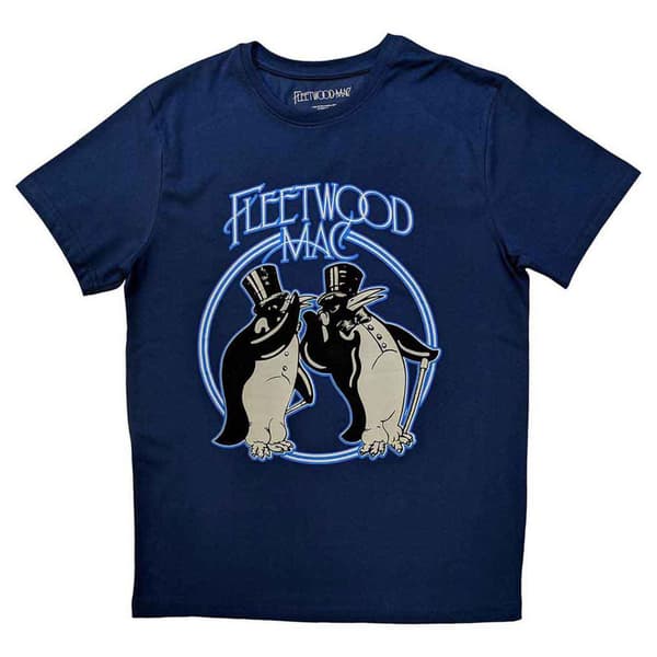 Fleetwood Mac T Shirt Penguins Band Logo Official Unisex Denim Blue Blue XXL