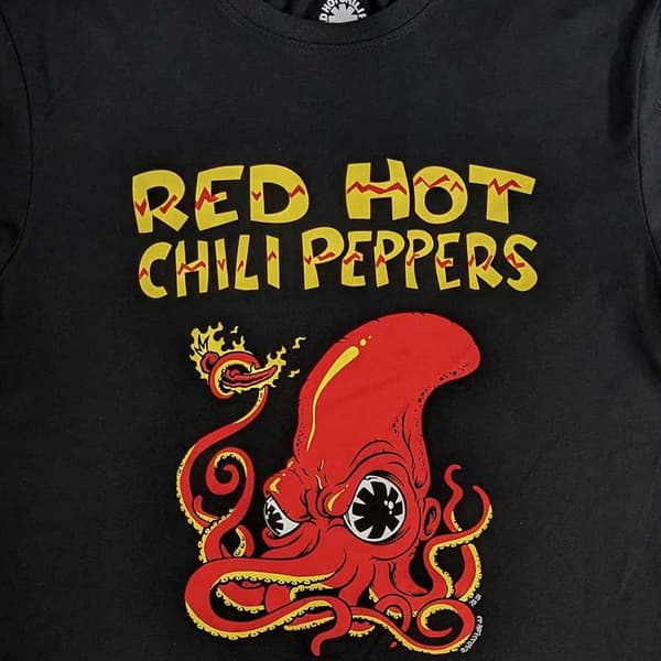 Red Hot Chili Peppers T Shirt Octopus Band Logo Official Unisex Black