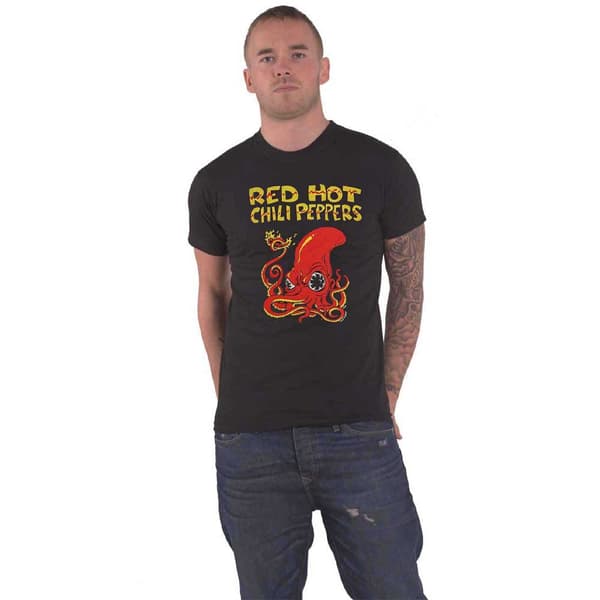 Red Hot Chili Peppers T Shirt Octopus Band Logo Official Unisex Black