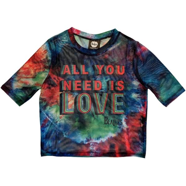 The Beatles Ladies Crop Top: All You Need Is Love (Mesh) (X-Large)