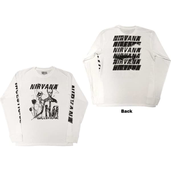 Nirvana Unisex Long Sleeve T-Shirt: Incesticide (Back & Sleeve Print) (Large)