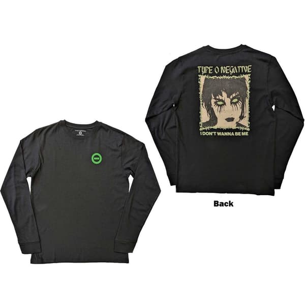 Type O Negative Unisex Long Sleeve T-Shirt: I Don't Wanna Be Me (Back Print) (X-Large)