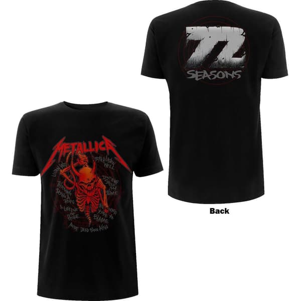 Metallica Unisex T-Shirt: Skull Screaming Red 72 Seasons (Back Print) (Small)