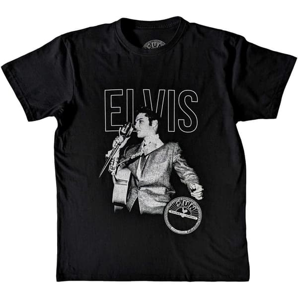 Sun Records Unisex T-Shirt: Elvis Live Portrait (Medium)