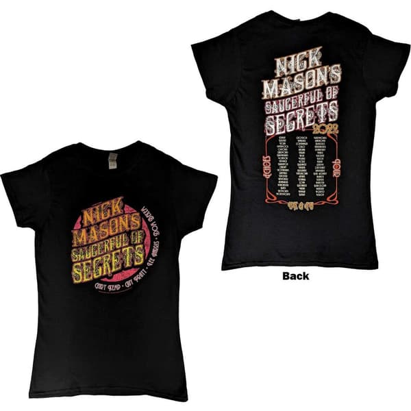 Nick Mason's Saucerful of Secrets Ladies T-Shirt: Echoes European Tour 2022 (Back Print & Ex-Tour) (X-Large)