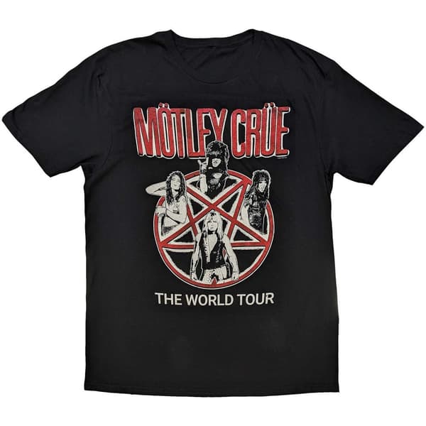 Motley Crue Unisex T-Shirt: Vintage World Tour  (Medium)
