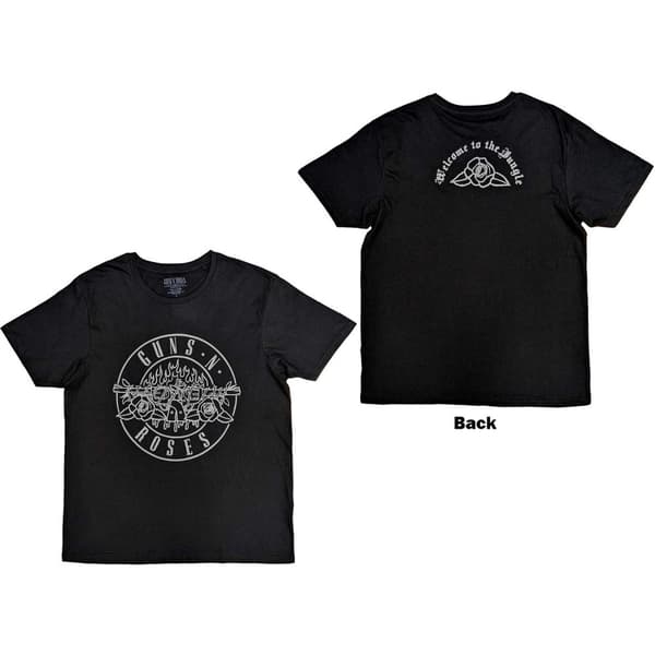 Guns N' Roses Unisex T-Shirt: Classic Bullet Mono (Back Print) (Large)