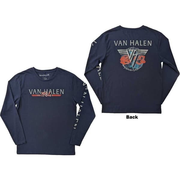 Van Halen Unisex Long Sleeve T-Shirt: 84 Tour (Back & Sleeve Print) (Small)