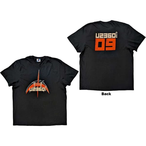 U2 Unisex T-Shirt: 360 Degree Tour 2009 Orange Logo (Back Print & Ex-Tour) (XX-Large)