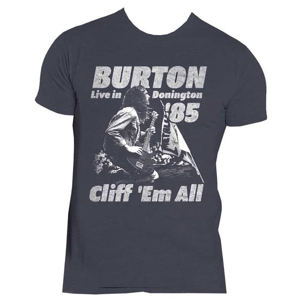 Cliff Burton T Shirt Flag Retro Official Unisex Heather Grey