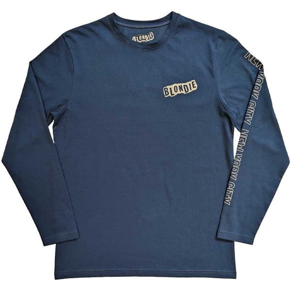 Blondie T Shirt NYC 77 Official Unisex Denim Blue Long Sleeve