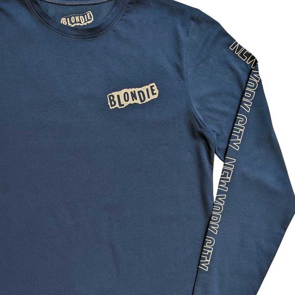 Blondie T Shirt NYC 77 Official Unisex Denim Blue Long Sleeve
