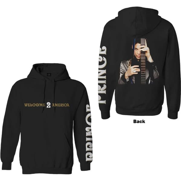 Prince Unisex Pullover Hoodie: Welcome 2 America (Back & Sleeve Print) (X-Large)