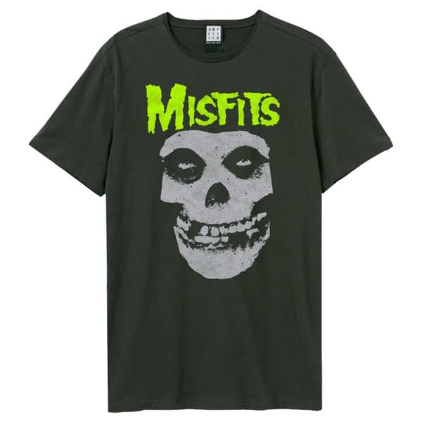 Misfits Neon Skull Amplified Vintage Charcoal Large T Shirt