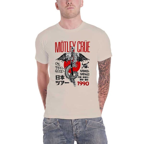 Motley Crue T Shirt Dr Feelgood Japanese Tour 90 Official Unisex Natural
