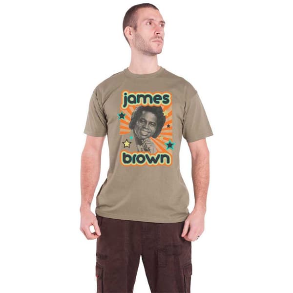 James Brown T Shirt Stars Logo Official Unisex Sand