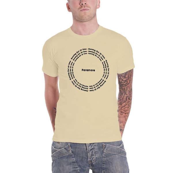 Paramore T Shirt  Running out of Time Circle Official Unisex Sand Natural XXL