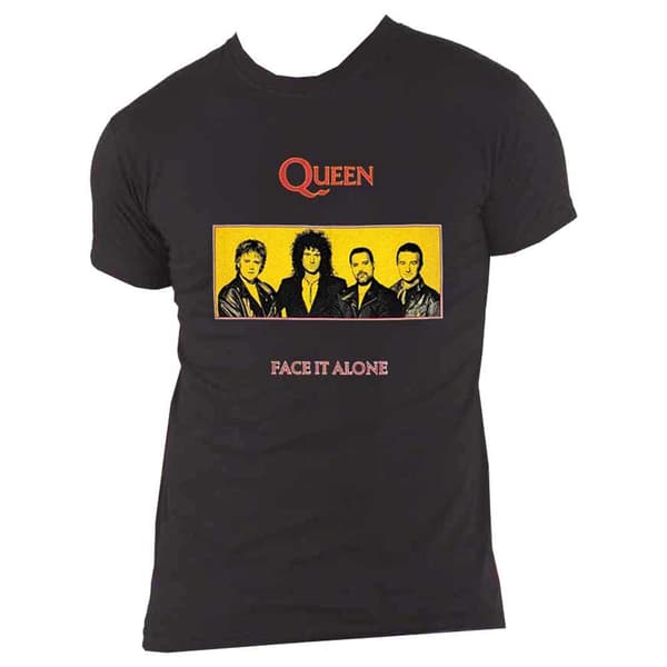 Queen T Shirt Face It Alone Panel Logo Official Unisex Black