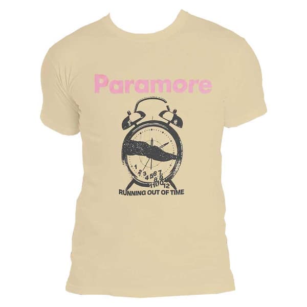 Paramore T Shirt Running out of Time Clock Official Unisex Sand