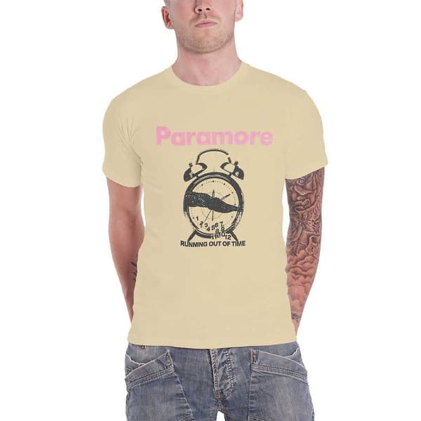 Paramore T Shirt Running out of Time Clock Official Unisex Sand