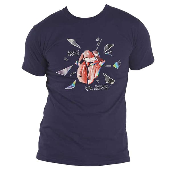 The Rolling Stones T Shirt Hackney Diamonds Explosion Official Unisex Navy Blue
