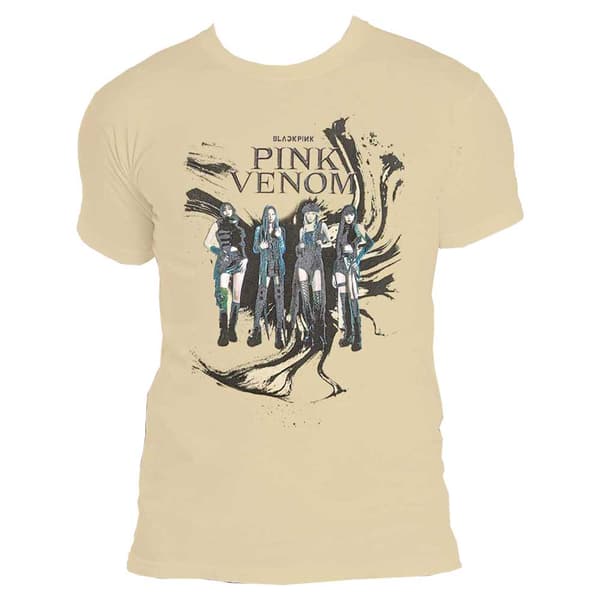 BlackPink T Shirt Pink Venom Oil Stroke Logo Official Unisex Sand Sand XXL