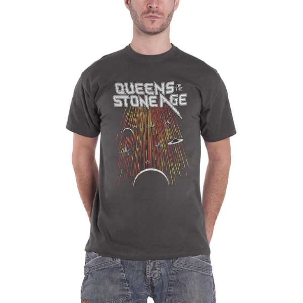 Queens Of The Stone Age T Shirt Meteor Shower Official Unisex Charcoal Grey