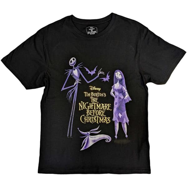 Disney Unisex T-Shirt: The Nightmare Before Christmas Purple Characters (Embellished) (Large)