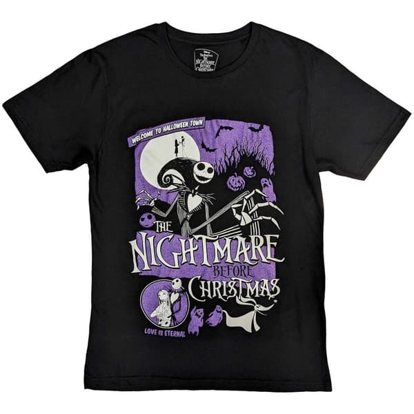 Disney Unisex T-Shirt: The Nightmare Before Christmas Welcome To Halloween Town (Embellished) (X-Large)