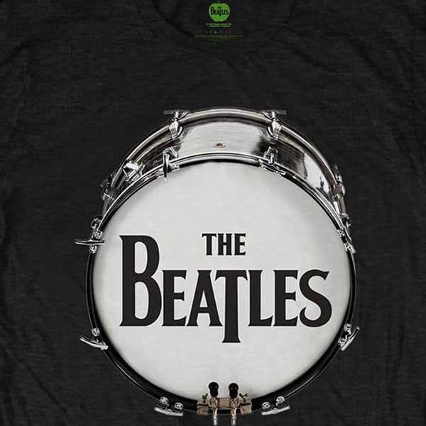 The Beatles T Shirt Original Drum Skin Band Logo Official Unisex Black