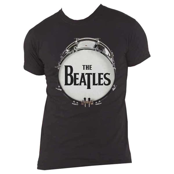 The Beatles T Shirt Original Drum Skin Band Logo Official Unisex Black