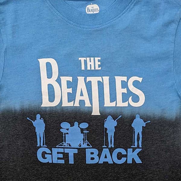 The Beatles Kids T Shirt Get Back Band Logo Official Dye Wash Blue