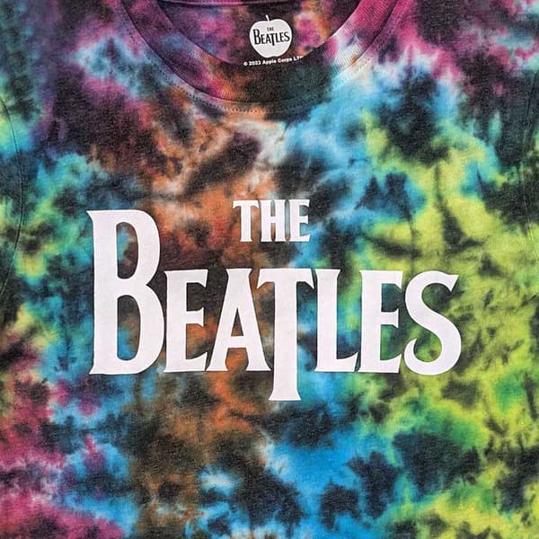 The Beatles Kids T Shirt Drop T Band Logo Official Dye Wash Grey