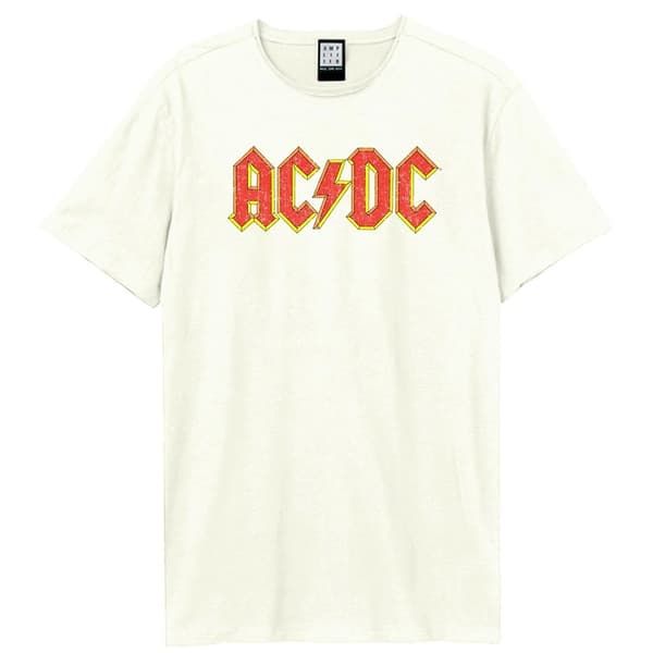 Ac/Dc: Logo Amplified Vintage White X-Large T Shirt